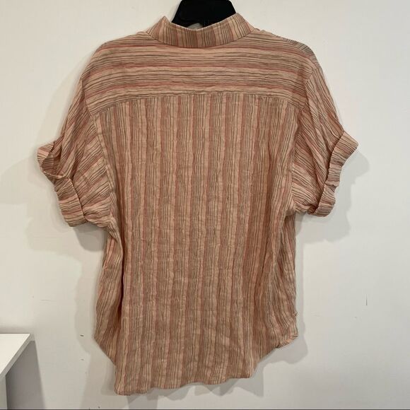 LINE Pari Short Sleeve Relaxed Fit Camp Shirt in Pastel Pink Cotton - Picture 3 of 8